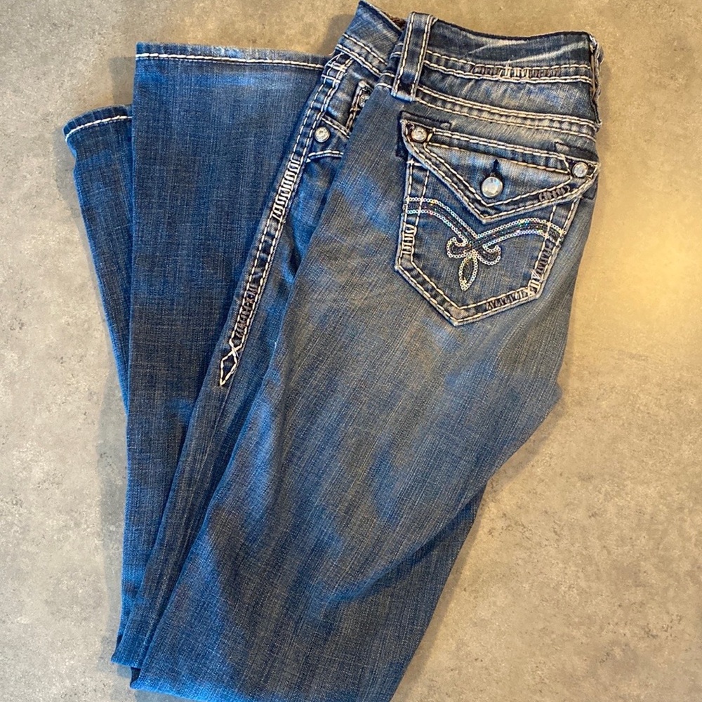 Lightly bejeweled rock revival jeans